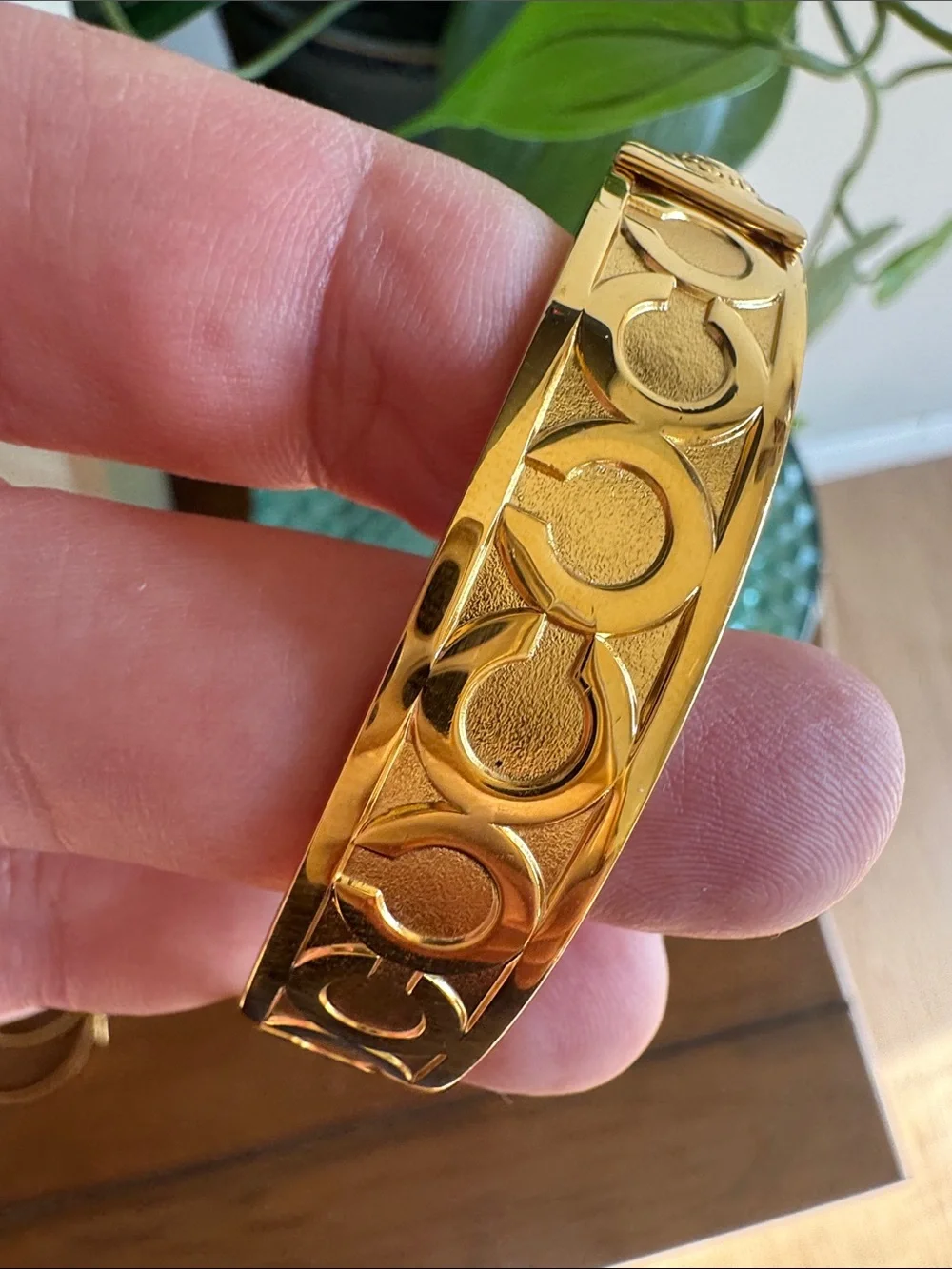 Coach Gold-Tone Set of 2 Signature Bangle Bracelets and earrings